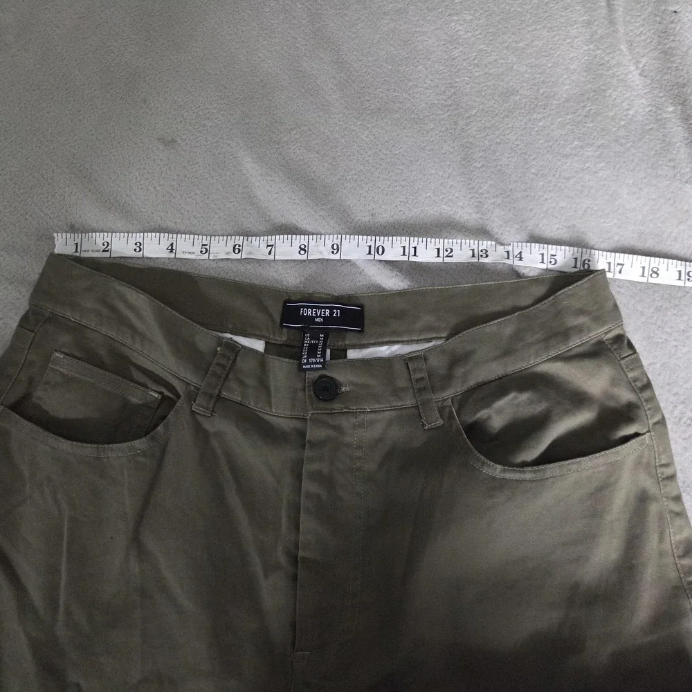 Forever 21 Pants Mens Medium Green Canvas Cargo Joggers Stretch Pockets Casual